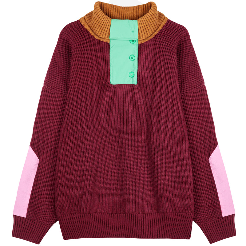 Bobo Choses Color Block Buttoned Neck Jumper