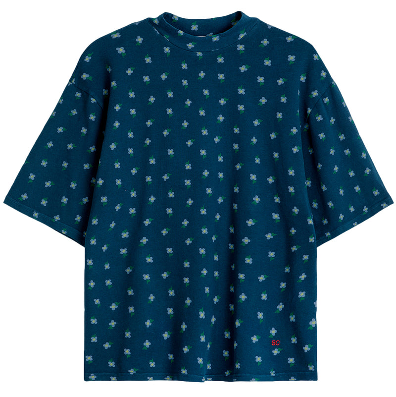 Floral Printed Mock-Neck T-Shirt