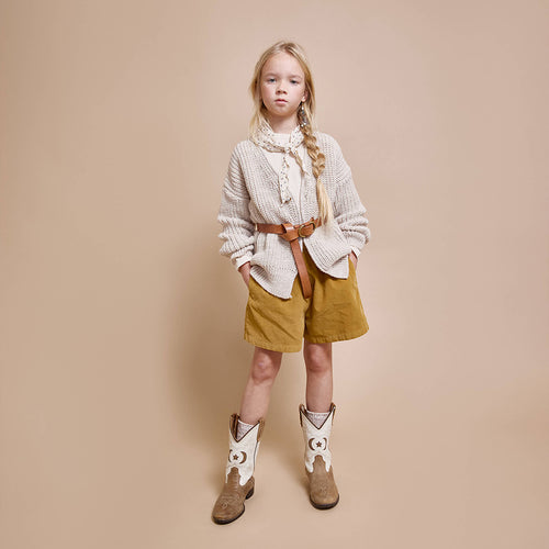 Soft Velour Skirt-Shorts Ocre