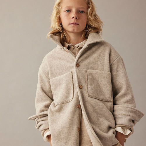 Soft Mélange Bamboo Shirt Jacket - Alghero Stone