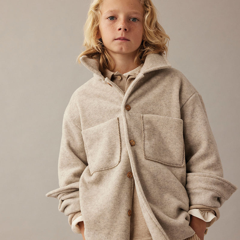 Soft Mélange Bamboo Shirt Jacket - Alghero Stone