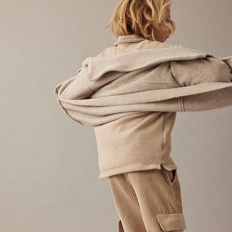 Soft Mélange Bamboo Shirt Jacket - Alghero Stone
