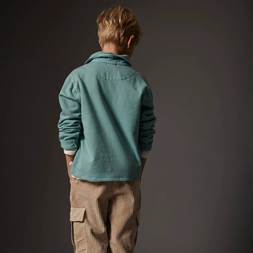 Organic Cotton Fleece Collar Sweatshirt - Cali Artic Blue