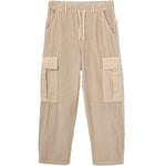 Organic Cotton Wide Corduroy Cargo Pants - Salem Stone