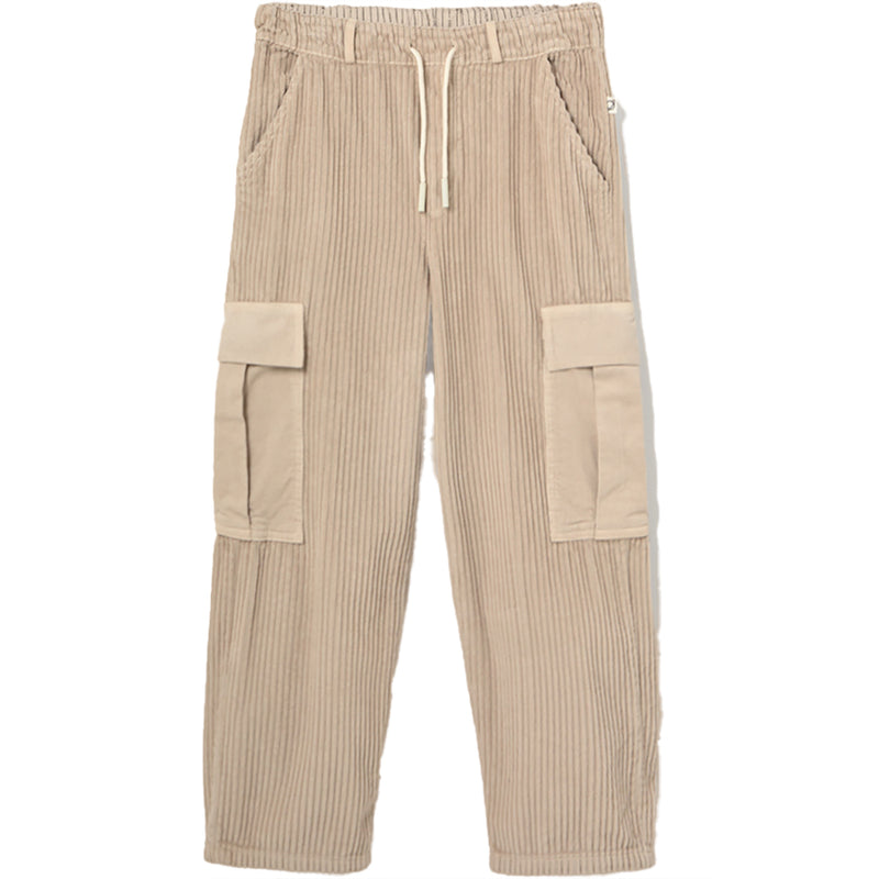 Organic Cotton Wide Corduroy Cargo Pants - Salem Stone