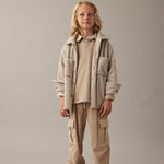 Organic Cotton Wide Corduroy Cargo Pants - Salem Stone