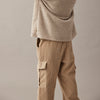 Organic Cotton Wide Corduroy Cargo Pants - Salem Stone