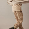 Organic Cotton Wide Corduroy Cargo Pants - Salem Stone