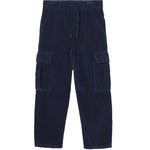 Organic Cotton Denim Corduroy Cargo Pants - Salem Navy