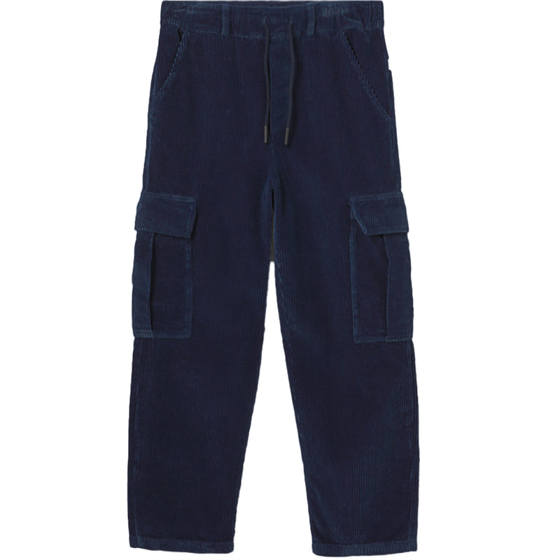 Organic Cotton Denim Corduroy Cargo Pants - Salem Navy