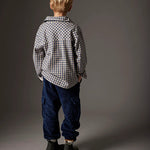 Organic Cotton Denim Corduroy Cargo Pants - Salem Navy