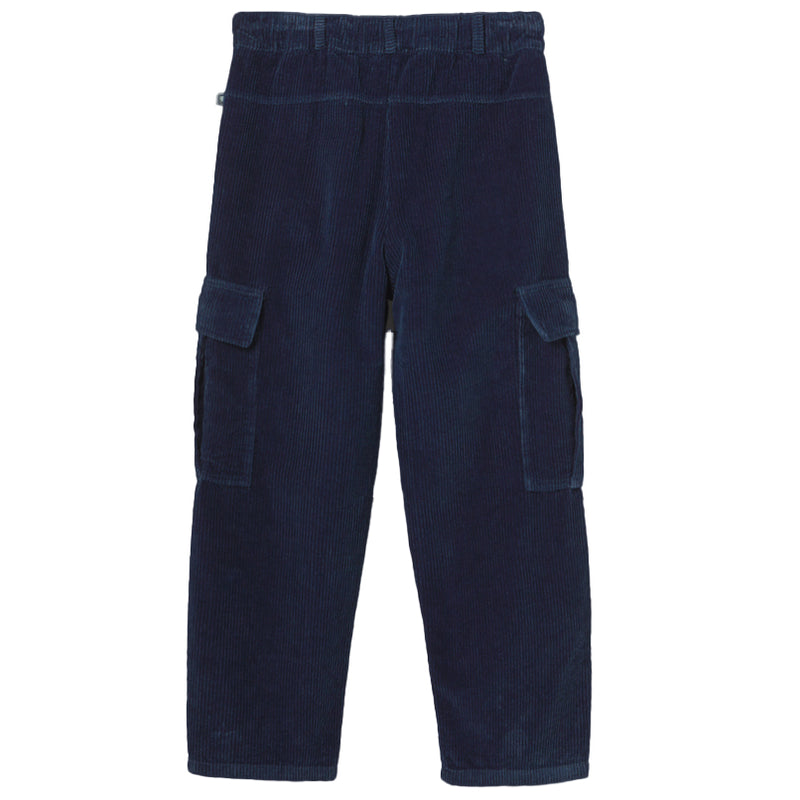 Organic Cotton Denim Corduroy Cargo Pants - Salem Navy