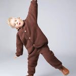 Wollfleece Kapuzenjacke Zimt Melange