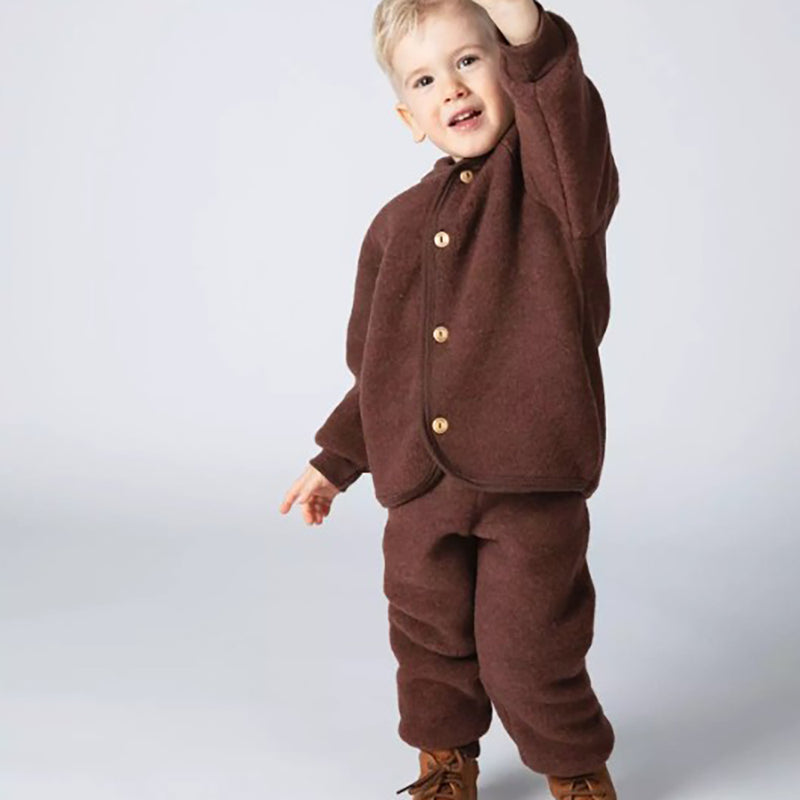 Wollfleece Hose Zimt Melange