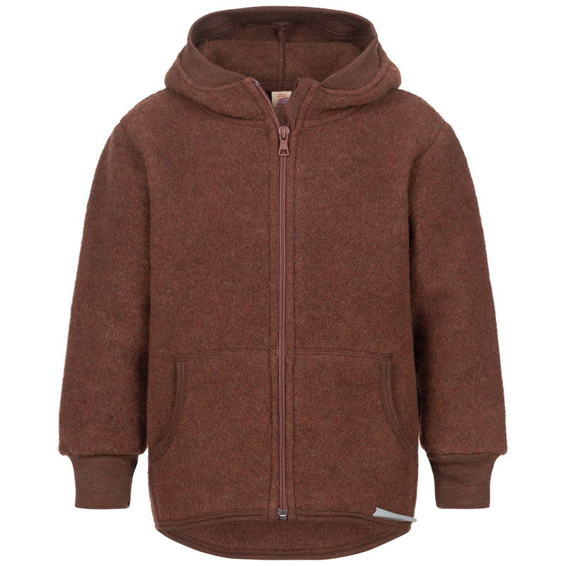Wollfleece Kapuzenjacke Zimt Melange