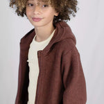 Wollfleece Kapuzenjacke Zimt Melange