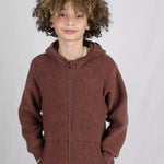 Wollfleece Kapuzenjacke Zimt Melange