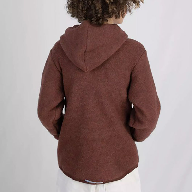Wollfleece Kapuzenjacke Zimt Melange