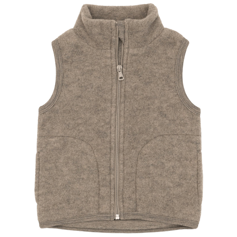 Wollfleece Weste Walnuss Melange