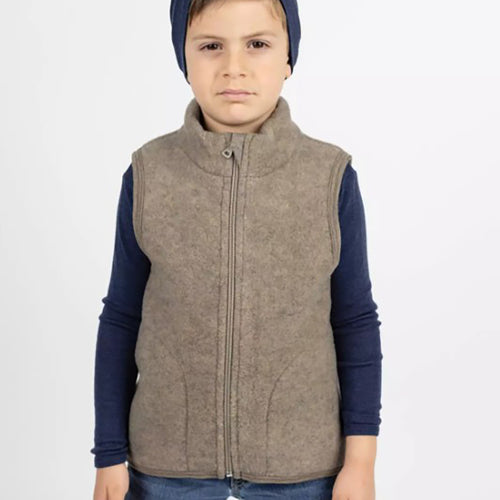 Wollfleece Weste Walnuss Melange