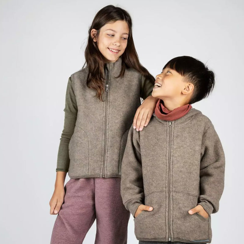 Wollfleece Weste Walnuss Melange