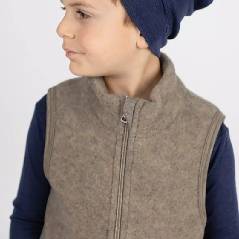 Wollfleece Weste Walnuss Melange