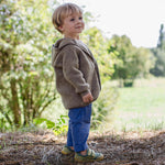 Wollfleece Kapuzenjacke Walnuss Melange