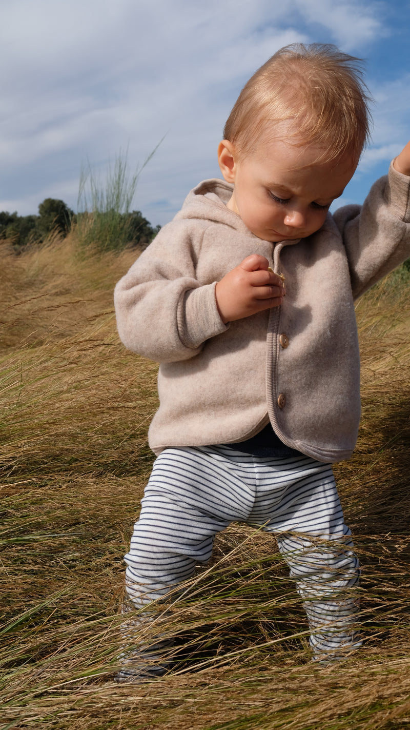 Wollfleece Kapuzenjacke Walnuss Melange