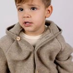 Wollfleece Kapuzenjacke Walnuss Melange