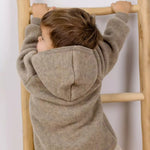 Wollfleece Kapuzenjacke Walnuss Melange