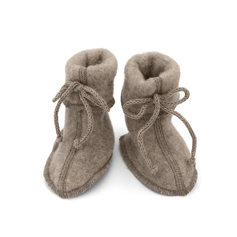 Baby Wollfleece Schühchen Walnuss Melange