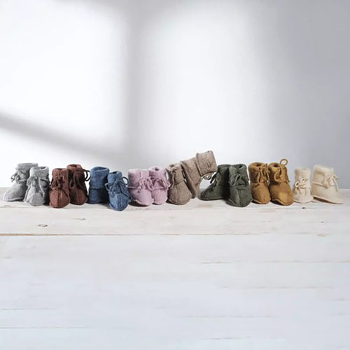 Baby Wollfleece Schühchen Zimt Melange