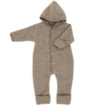 Wollfleece Overall mit Kapuze Walnuss Melange