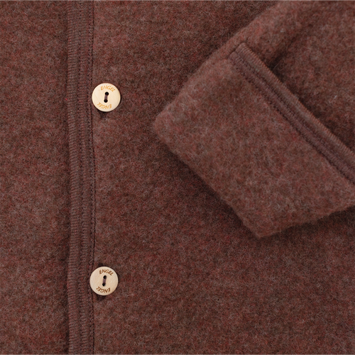 Wollfleece Overall mit Kapuze Zimt Melange
