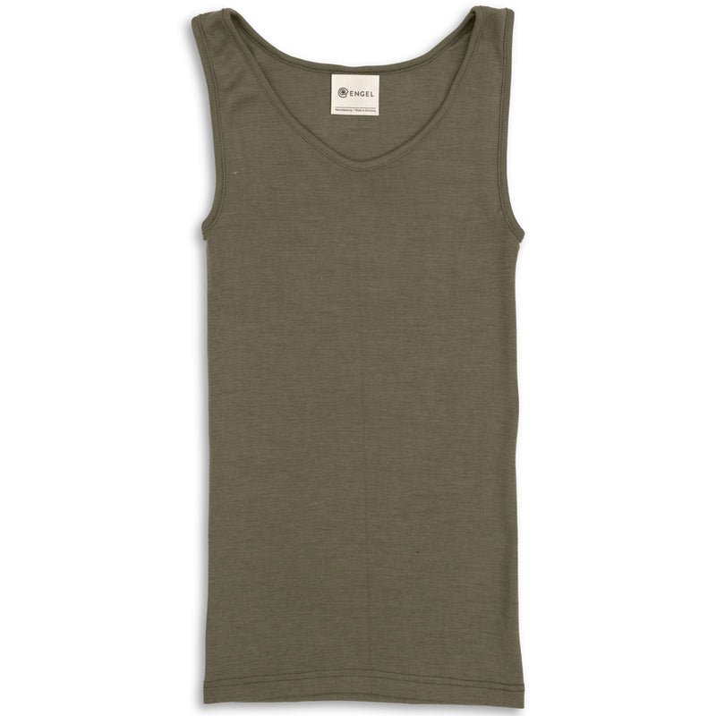 Damen Trägershirt Schurwolle/Seide Olive