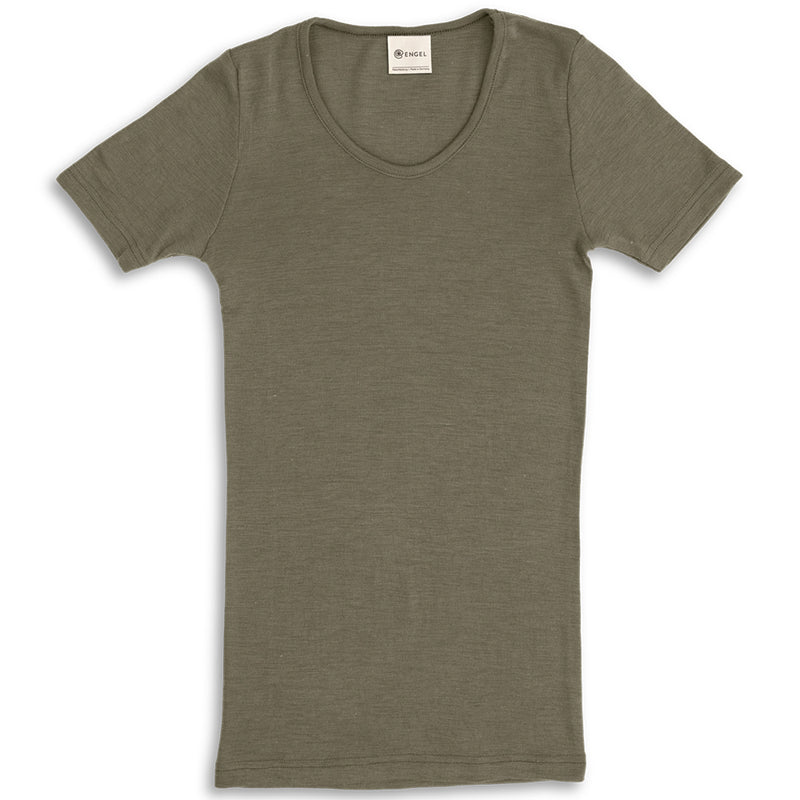 Damen T-Shirt Schurwolle/Seide Olive