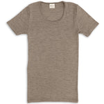Damen T-Shirt Schurwolle/Seide Walnuss
