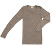 Damen Langarmshirt Schurwolle/Seide Walnuss