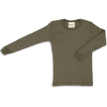 Langarmshirt Schurwolle/Seide Olive