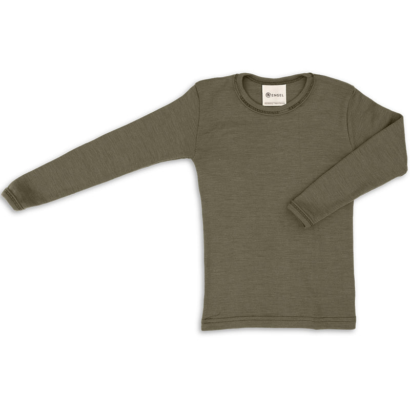 Langarmshirt Schurwolle/Seide Olive