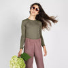 Langarmshirt Schurwolle/Seide Olive