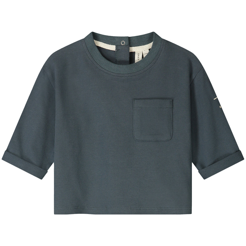 Baby L/S Pocket Tee GOTS Blue Grey