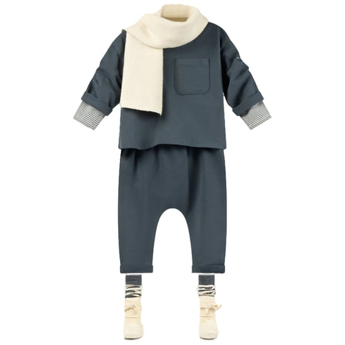 Baby L/S Pocket Tee GOTS Blue Grey