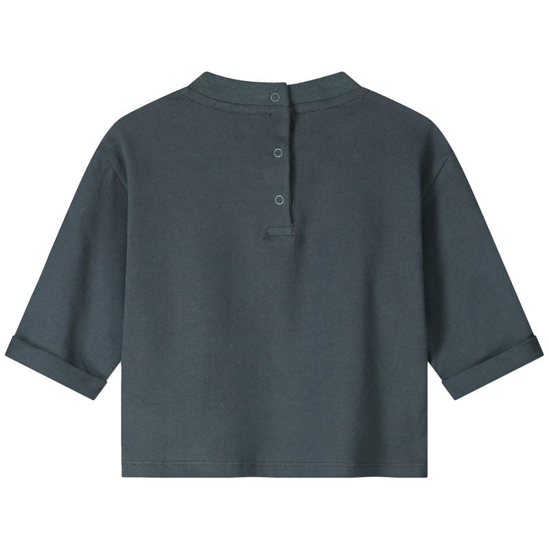 Baby L/S Pocket Tee GOTS Blue Grey
