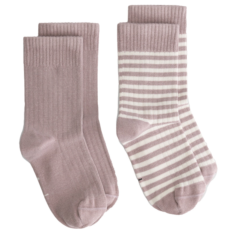 2-Pack Ribbed Socks GOTS Berry Cream