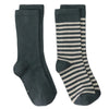 2-Pack Ribbed Socks GOTS Blue Grey Cream