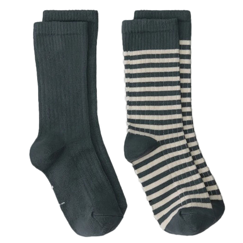 2-Pack Ribbed Socks GOTS Blue Grey Cream