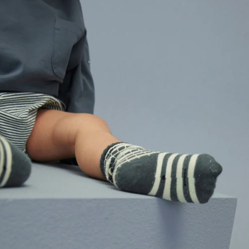 2-Pack Ribbed Socks GOTS Blue Grey Cream
