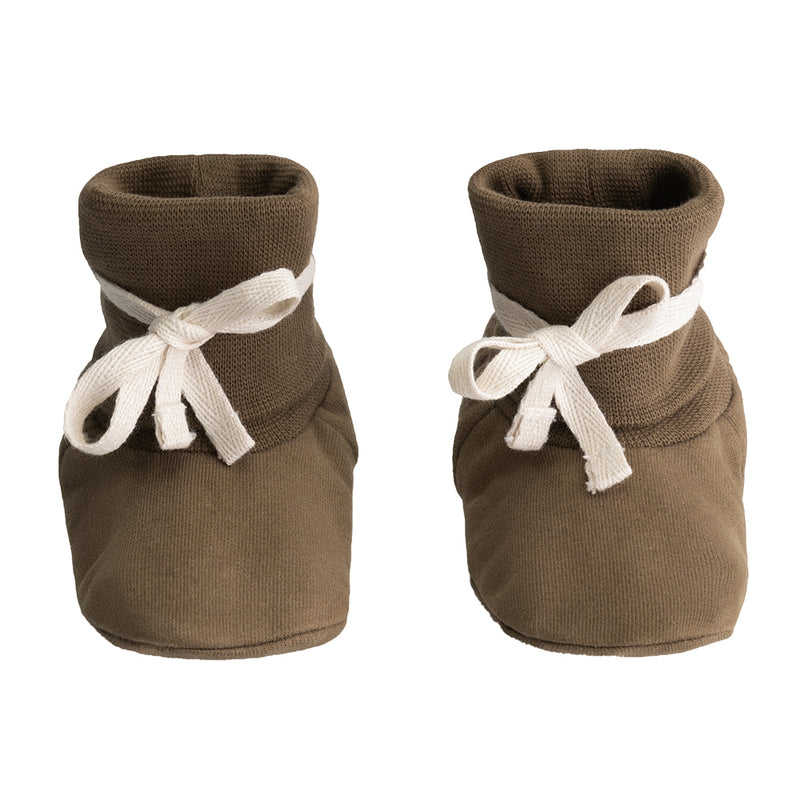 Baby Ribbed Booties GOTS Woody