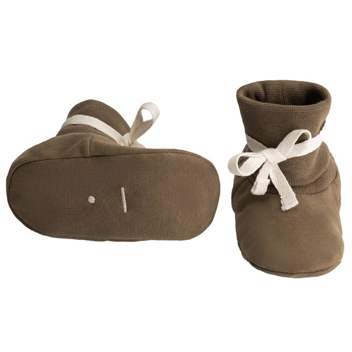 Baby Ribbed Booties GOTS Woody